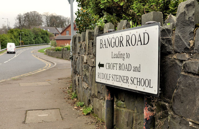 "Bangor Road" sign, Holywood