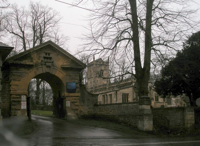 Hickleton Hall entrance and St Wilfreds Church