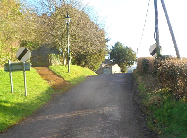 End of 40mph speed limit on Church Lane, Llansoy