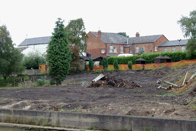 Canalside building site in Middlewich, Cheshire