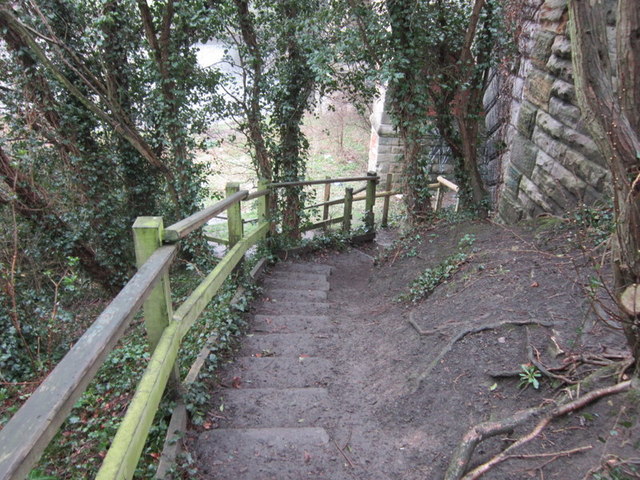 Walking down the steps towards the River Wharfe