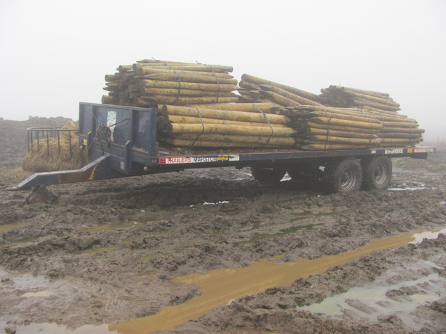 Trailer carrying fence posts