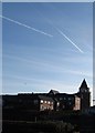 Aircraft contrails above the Waterfoot Complex