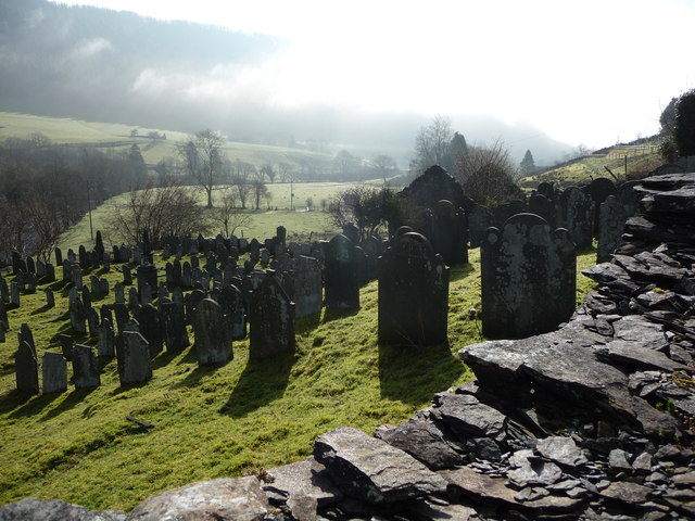 View over the cemetery in Dinas Mawddwy