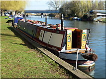 TL5479 : Narrow boat on the river Great Ouse at Ely by Richard Humphrey