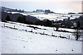 SE0025 : View over snow covered fields to Park Farm, Mytholmroyd by Phil Champion