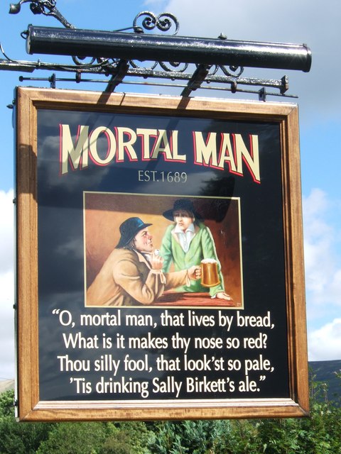 "Mortal Man" pub sign