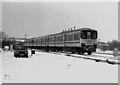 SO8963 : 'Sprinter' in the snow at Droitwich Spa, 1991 by Rob Newman