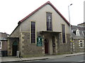 The front, entrance facade of Saints Mary and David Roman Catholic Church