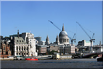 TQ3180 : The Thames and St Paul's, with Cranes by Des Blenkinsopp