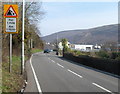 Potential for falling rocks for one mile ahead, Cwmavon Road, Port Talbot