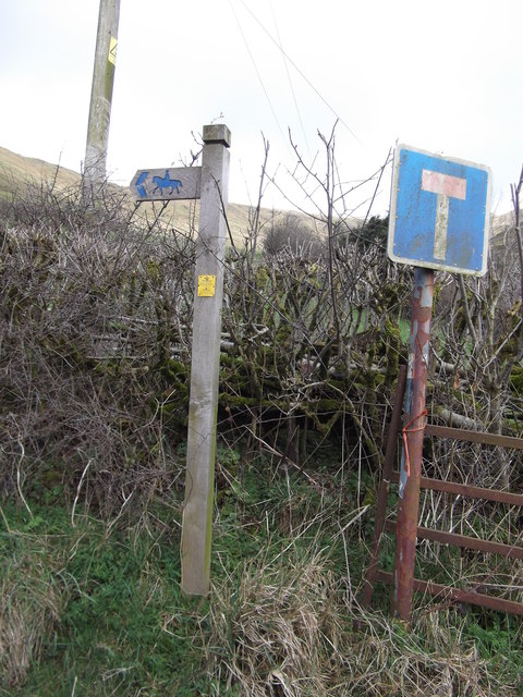 Bridlepath sign near Tyn-y-fedwen