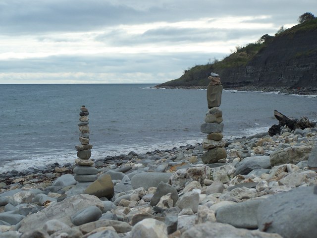 Two stone columns