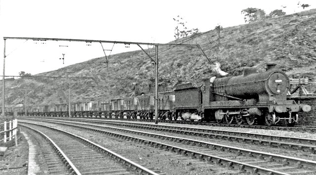 Down coal train approaching Dunford Bridge