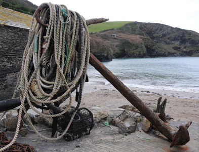 SW9980 : Anchor and ropes, Port Isaac by Philip Halling