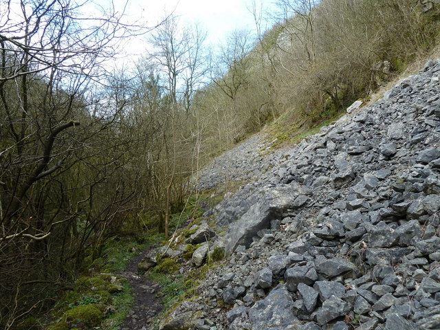 Scree slope by the Monk's Dale footpath