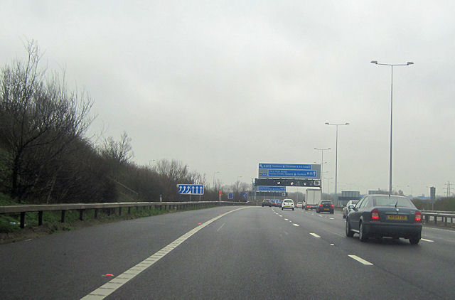 Approaching M4 slip road joining M25... © John Firth cc-by-sa/2.0 ...