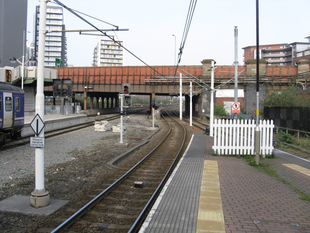 Manchester Victoria station - view east from the Metrolink platforms