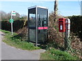 Sway: postbox № SO41 147 and phone, Pitmore Lane