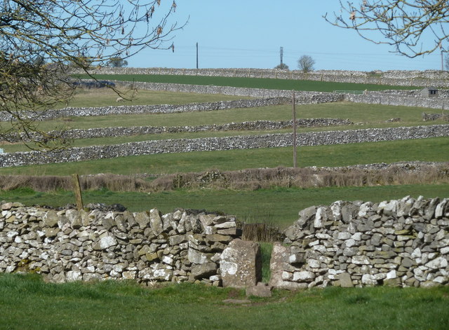 Small fields and limestone walls near Monyash