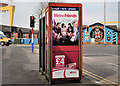 J3574 : Telephone boxes, Ballymacarrett, Belfast by Albert Bridge