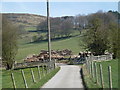 Farm track climbing towards Twitchill Farm