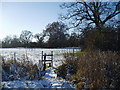 Stile on the footpath to Eastlow Hill