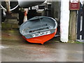 Important information on a dinghy outside the museum, Mevagissey