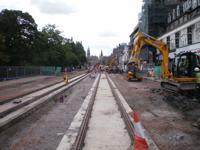 Princes Street, Edinburgh - Tramway construction