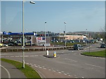 SS5532 : Looking across Station Road towards the Tesco Store by Roger A Smith