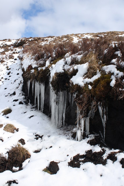 Icicles on step in peat