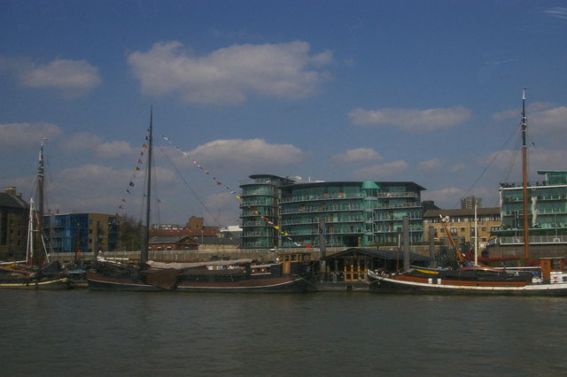 Thames Barges tied up, Wapping