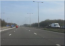 SD5004 : M58 motorway at bizarre junction 5 by Peter Whatley