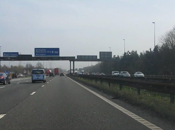 M6 motorway at the southbound Liverpool exit, Croft