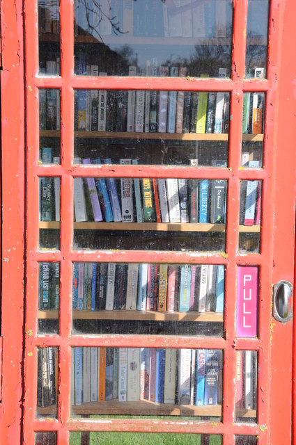 Telephone box used as a library