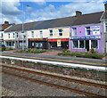 Station Road shops viewed from Pembrey & Burry Port railway station