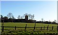 Looking towards Church Farm and parish church, Redenhall