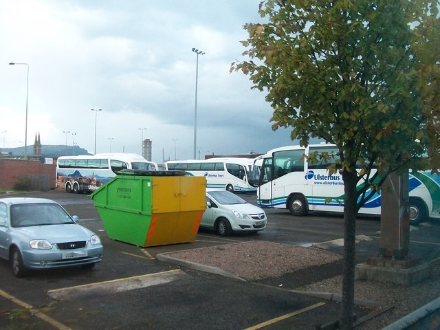 Ulsterbus tours bus park at Glengall Street Depot