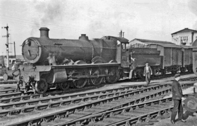 Down freight passing Swindon Junction station - in 1946