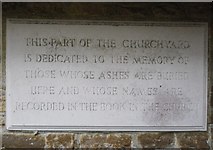 SU9347 : St John the Baptist, Puttenham: commemorative stone by Basher Eyre