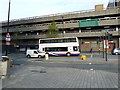 Bus at the traffic lights at the eastern end of Eyre Street