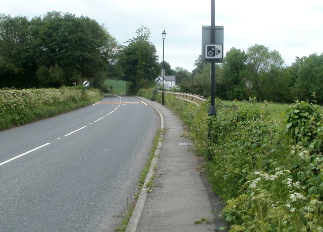 End of 30mph speed limit ahead, north of Llangybi