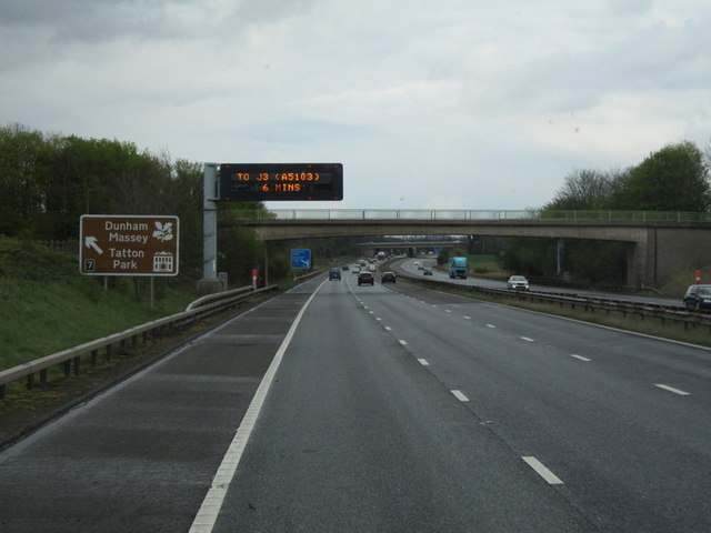 The M56 at Coe Lane farm bridge