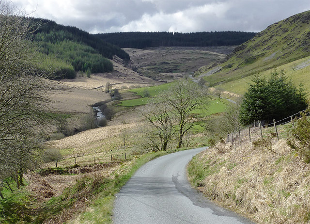 Mountain road and Cwm Tywi, Powys