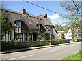 Timberframed thatched cottages in The Street, Stradishall