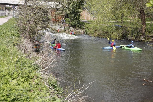Canoeists by the weir