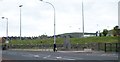 Sculptures at the entrance to the White Rock Sports Grounds, Falls Road