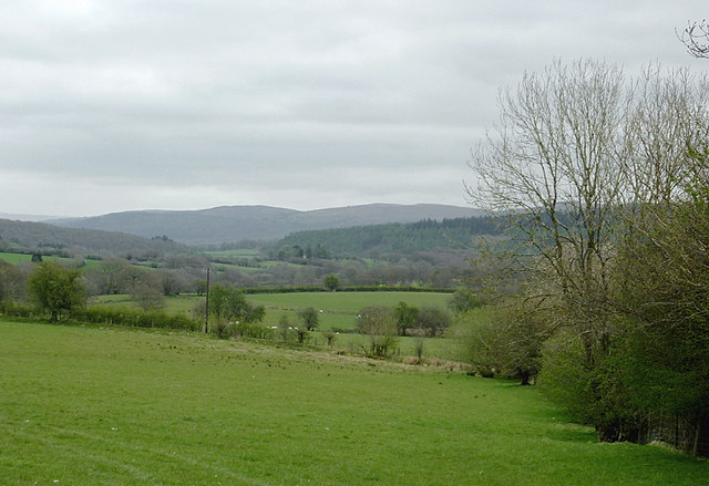 Farmland in the Deuffwrd valley near Beulah, Powys