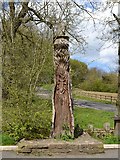 SK3372 : Wood carving Linacre Reservoirs car park by Neil Theasby