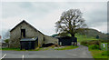 Farm buildings and bridleway at Llanafarn-fawr, Powys